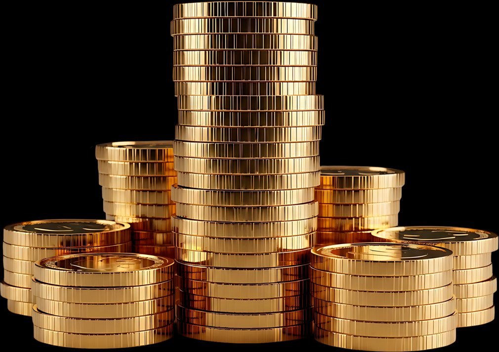 Pilhas de moedas de ouro